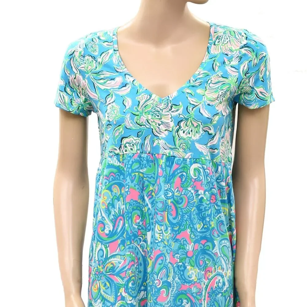 Lilly Pulitzer Floral Paisley Peinted Tiered Swing Mini Dress Cotton S 289511